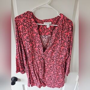 Motherhood Pink and Black Floral Blouse